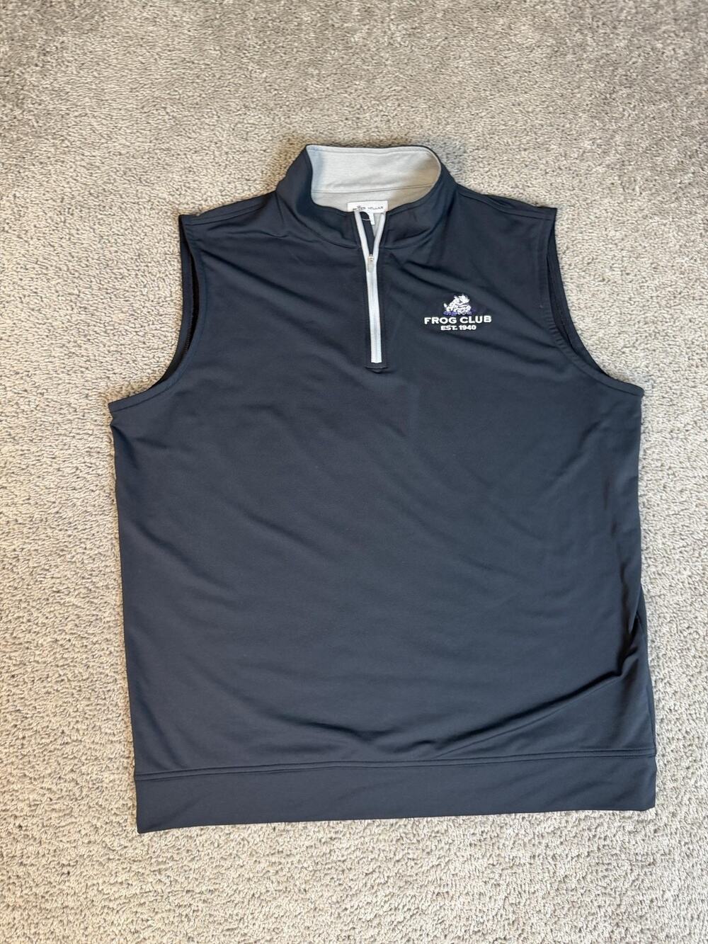 TCU Horned Frogs Peter Millar Vest Mens XL Galway Blue Frog Club Stretch 1/4 Zip